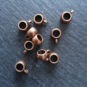 10 or 50 Bail Beads 8mm Antique Copper Plain Smooth 11x5x8mm Hole: 5mm
