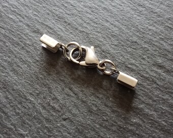 6 or BULK 30 Sets of Silver Plated Crimp Ends for 4mm to 4.5mm Cord with 12mm Lobster Clasps
