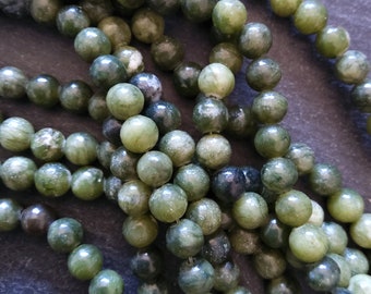 6.3mm Green Jade Natural Chinese Taiwan Undyed Round Polished Gemstone Beads Full 15 inch Strand (GJ6-5)