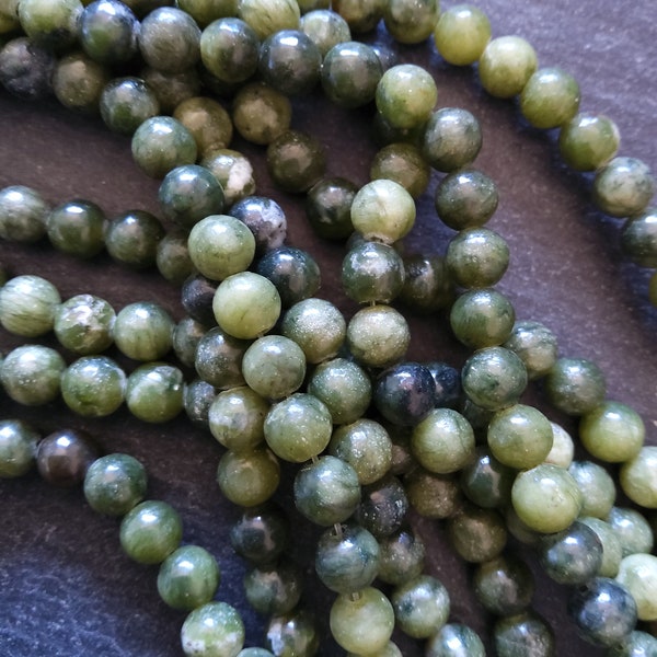 6.3mm Green Jade Natural Chinese Taiwan Undyed Round Polished Gemstone Beads Full 15 inch Strand (GJ6-5)