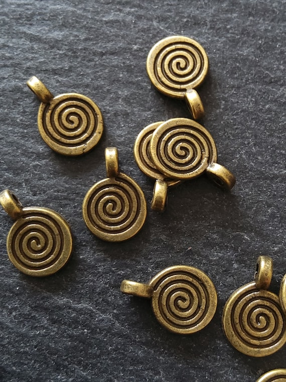 Charm - Swirl, Antique Gold