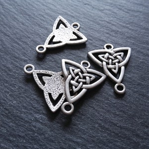 4 or 20 Celtic Knot Sterling Silver Plated Triangular Connector Charms 24.5x20mm Nickel FREE image 4