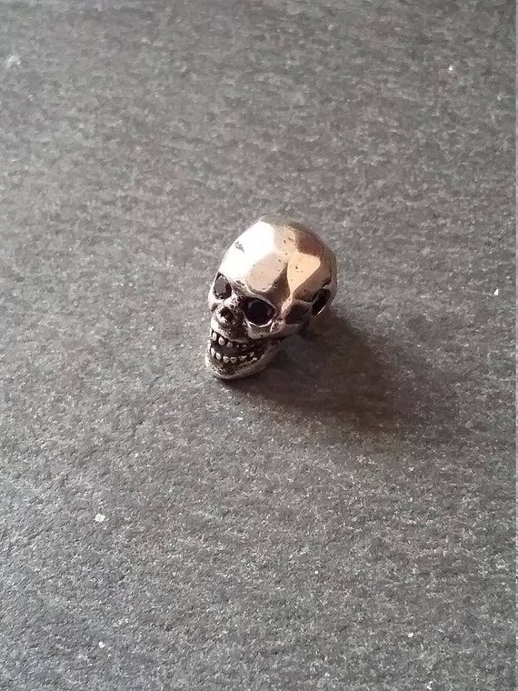 10 Pcs 925 Thai Sterling Silver Plated Brass Nickel Free Skull Beads Hole 2mm
