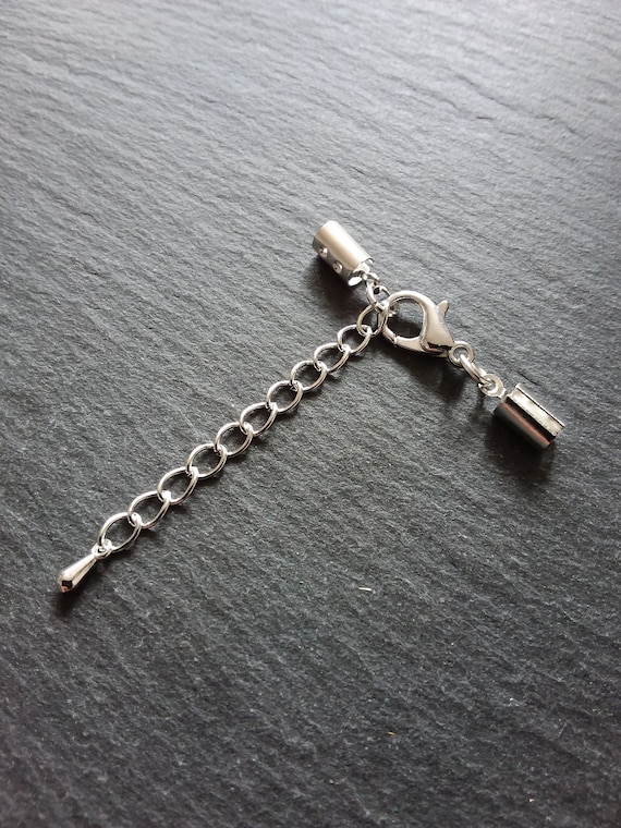 BULK 30 sets Silver Plated Crimp Ends for 4mm to 4.5mm Cord with 14mm Clasps UK