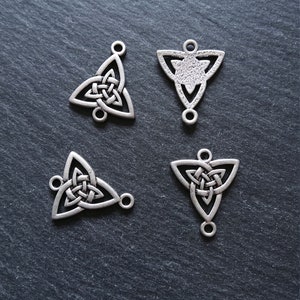 4 or 20 Celtic Knot Sterling Silver Plated Triangular Connector Charms 24.5x20mm Nickel FREE image 5