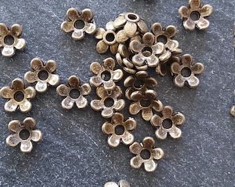 100 or 400 Flower Bead Caps 6mm Antique Bronze Tone