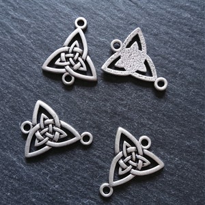 4 or 20 Celtic Knot Sterling Silver Plated Triangular Connector Charms 24.5x20mm Nickel FREE image 7