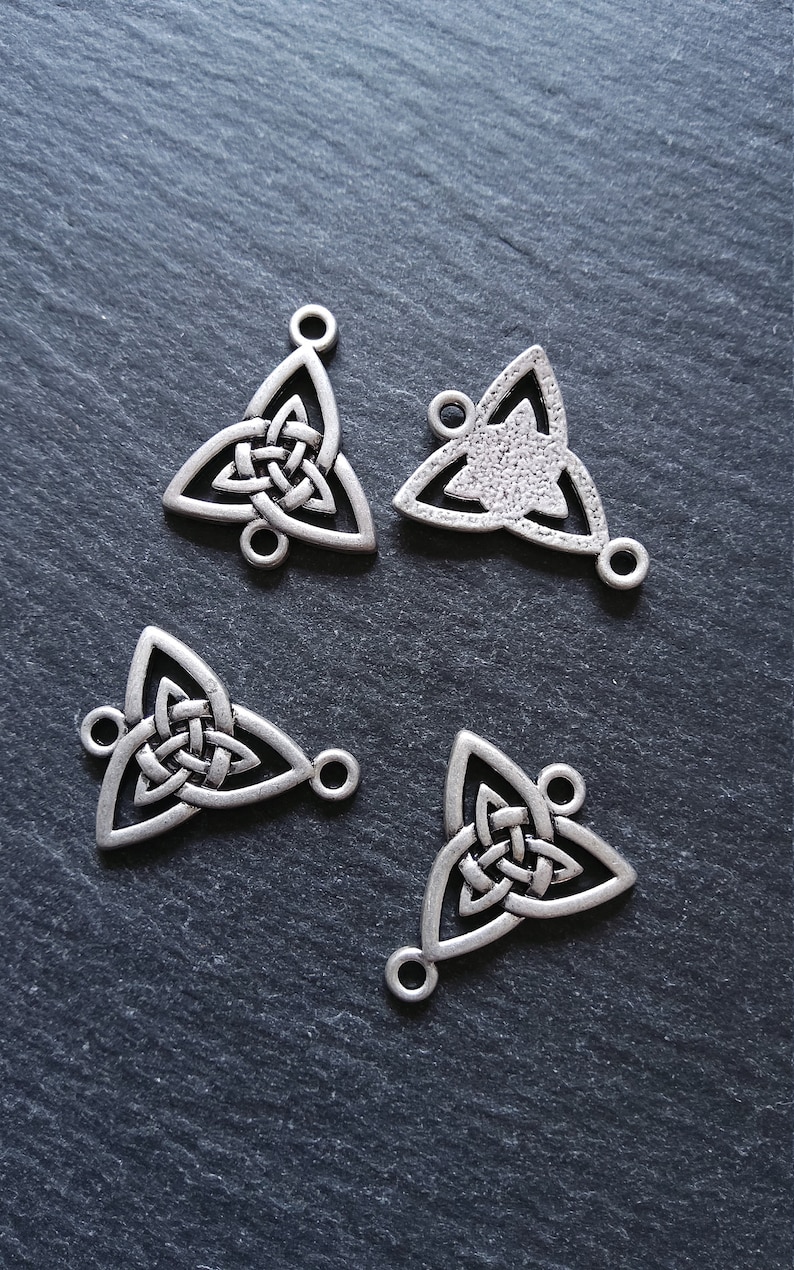 4 or 20 Celtic Knot Sterling Silver Plated Triangular Connector Charms 24.5x20mm Nickel FREE image 7