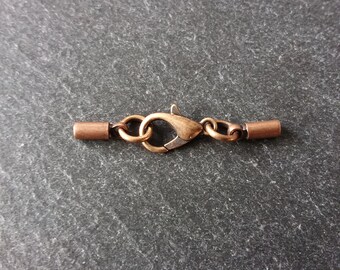6 or 30 Antique Copper Tone End Cap Sets for 1.5mm Cord Necklaces or Bracelets (2mm end caps)