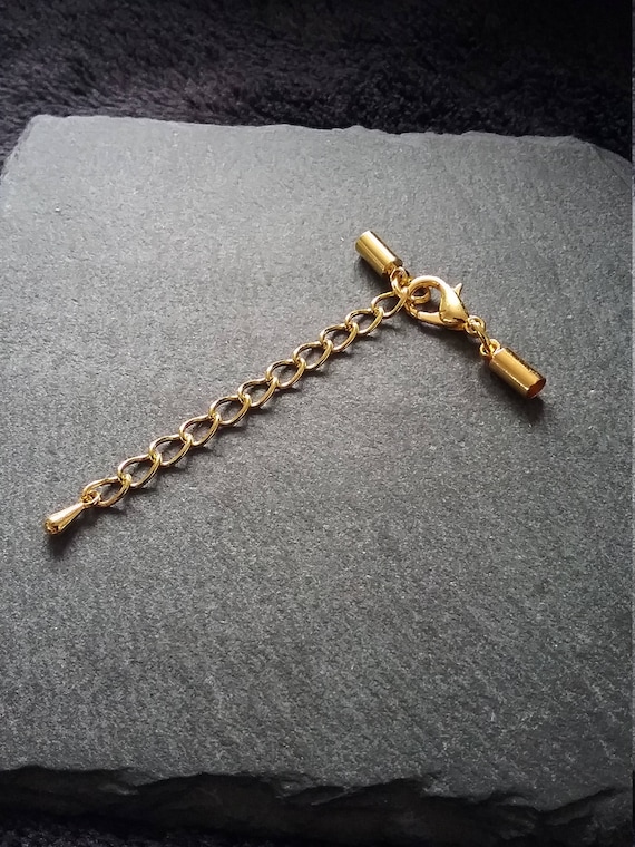 BULK 25 sets Patterned Bronze End Caps for 3mm Cord with 14mm Clasps /& Chain UK