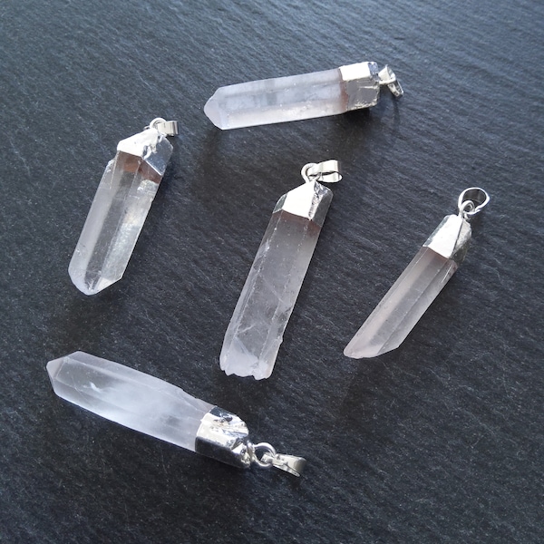 Natural Raw Clear Quartz Crystal Pendant (Various sizes: 30~75x5~15mm)