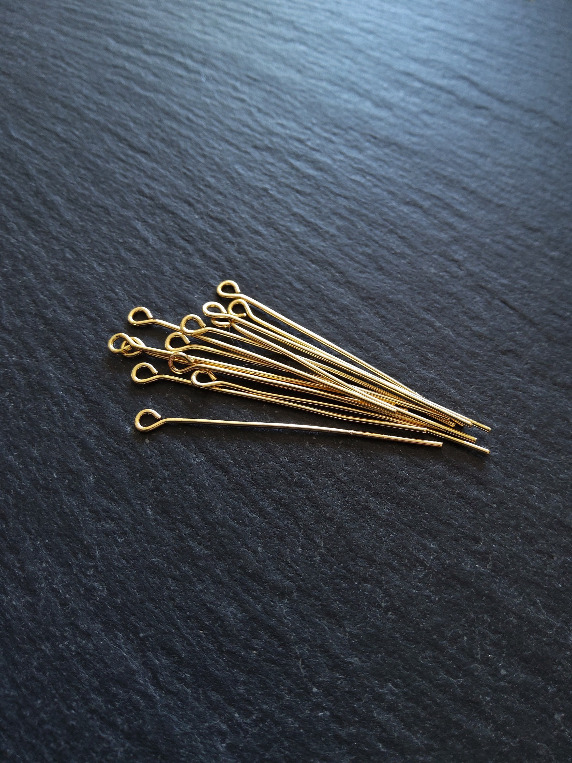 100 Yellow Brass Flat Head Pins - 20, 21, or 24 gauge - These are