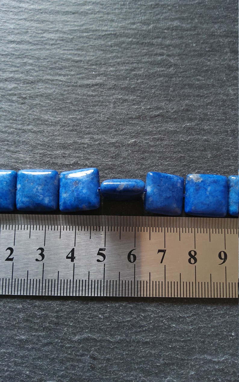 14mm Natural Lapis Lazuli Undyed Flat Rounded Square Beads Undyed Full 15.3 inch Strand 14x14x4mm
