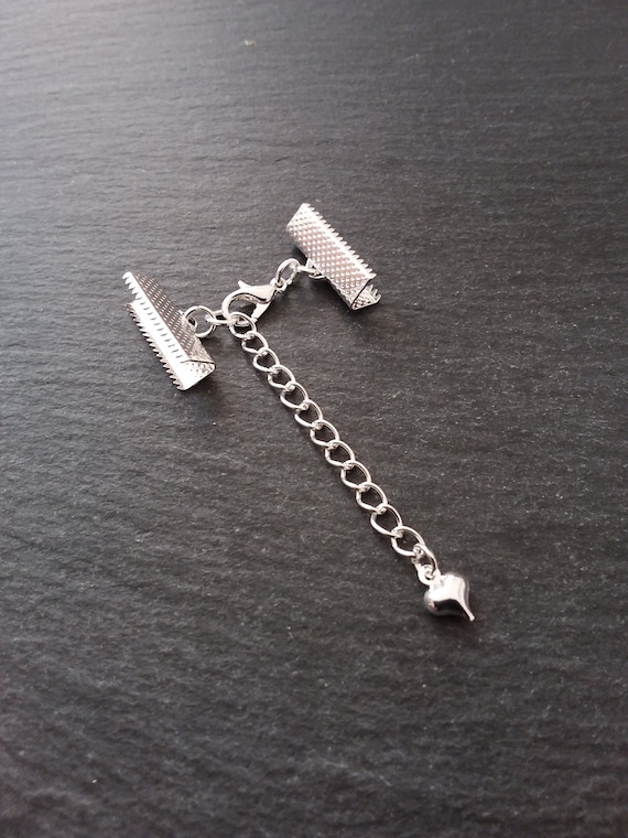 6 Sets Gold Plated Crimp Ends for 10mm Wide Ribbon 12mm Clasps /& Glass Drop UK