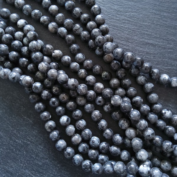 8.5mm Larvikite Natural Undyed Gemstone Beads Full 15.7 inch Strand (LK8-2)