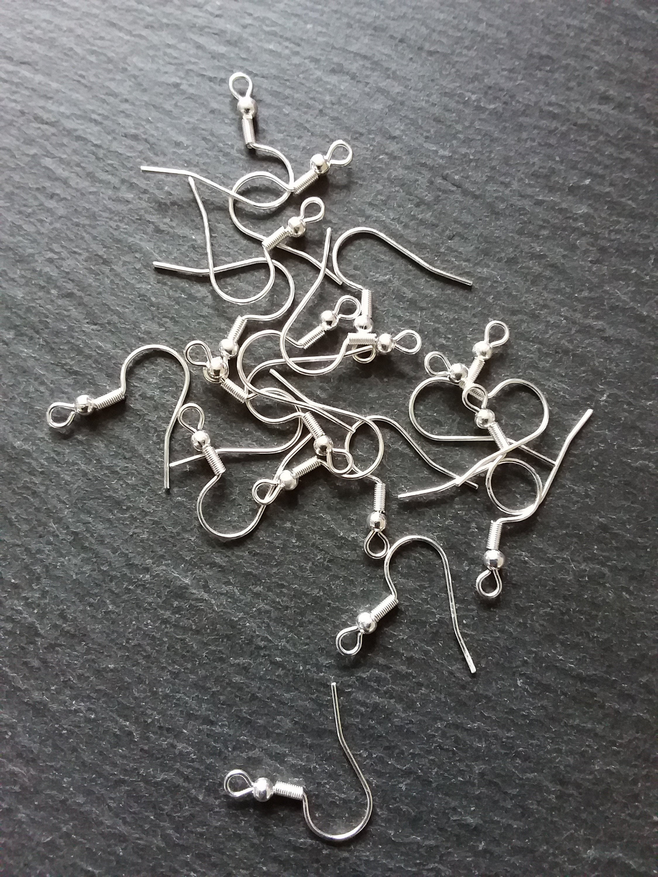 Earring Hooks. 100 Pack 50 Pairs. 18 X 0.8mm. Nickel Free. Silver