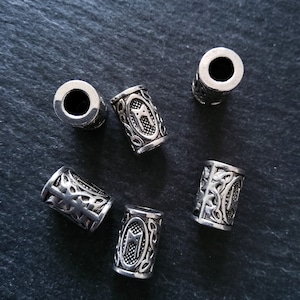 6 or 30 Mannaz ᛗ Rune Beads Elder Futhark Antique Silver Tone 13x8mm ...