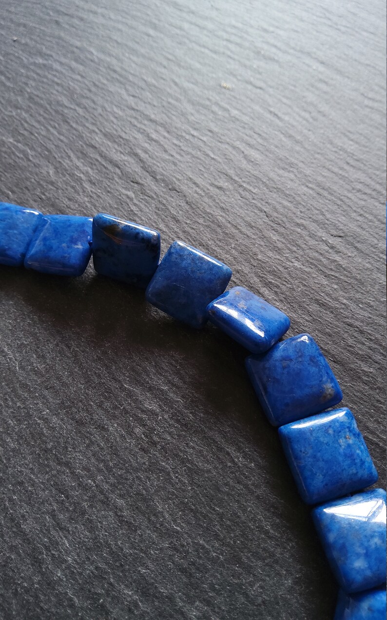 14mm Natural Lapis Lazuli Undyed Flat Rounded Square Beads Undyed Full 15.3 inch Strand 14x14x4mm