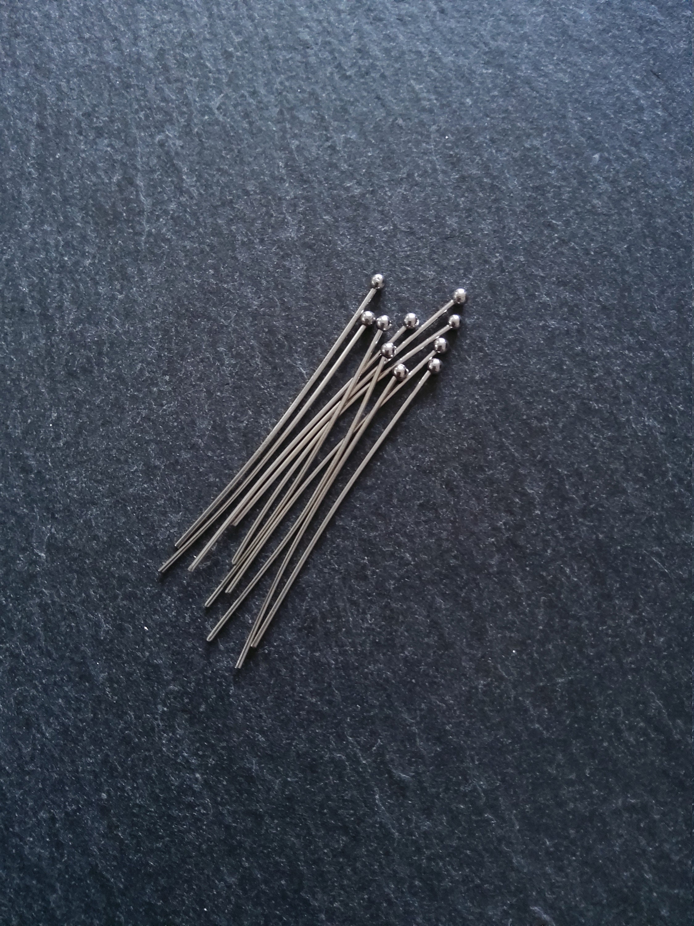 400Pcs Silver Straight Pins 30mm Headpins Flat Head Pins For