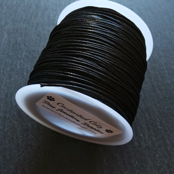 50m Reel of 0.8mm Black Elastic Cord Nylon Wrapped