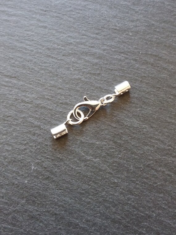 BULK 30 Sets Silver Plated Crimp Ends for 2mm 2.5mm Cord /& 12mm Lobster Clasps