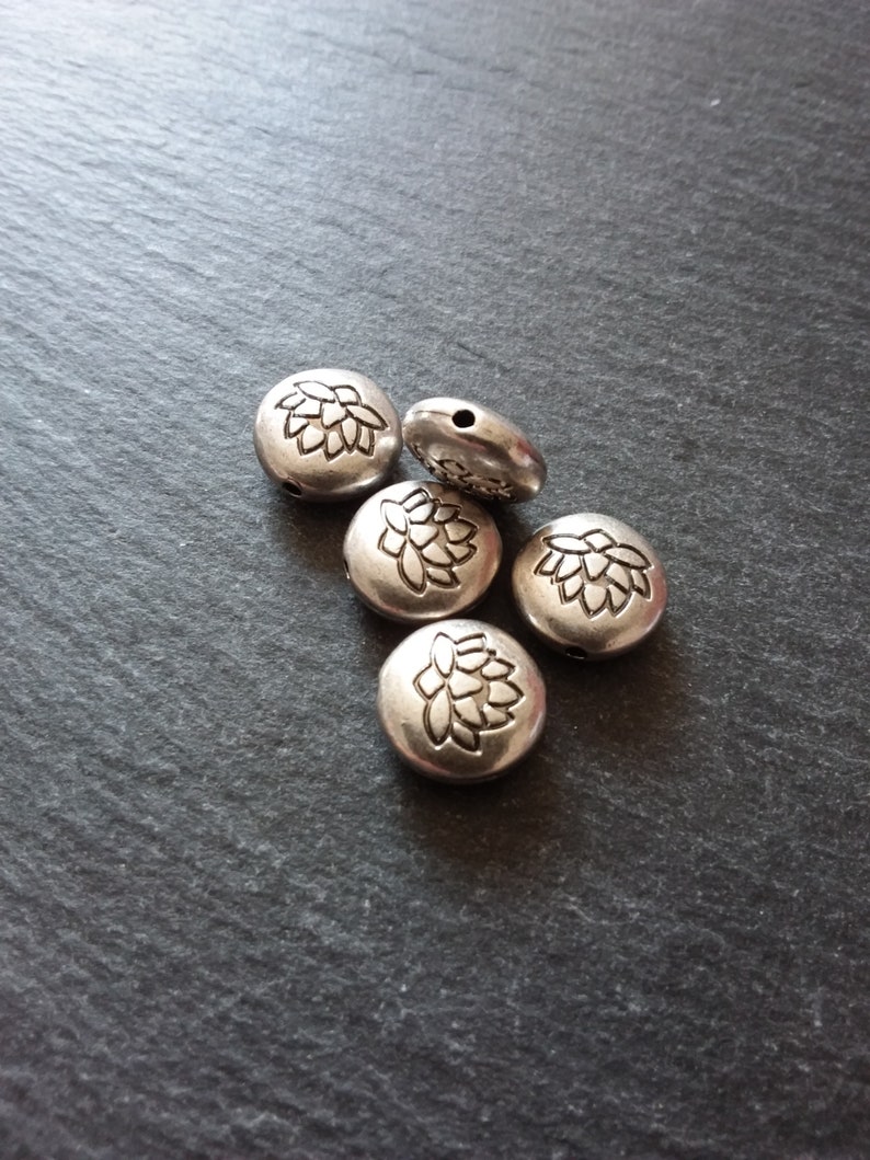 4 or BULK 20 Lotus Beads Real Sterling Silver Plated 14mm Flat Etsy UK