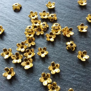 100 or 400 Flower Bead Caps 6mm Bright Gold Plated