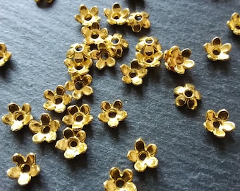 Gold Overlay Flower Shape Brushed Bead 12MM