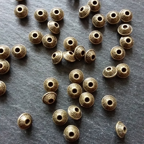 20 ou 100 Ton Bronze Antique 6mm Soucoupe Volante En Forme de Bicone Spacer Perles 6x4mm