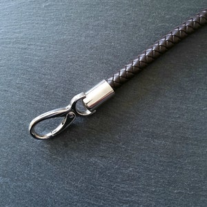 Bag Handle Braided Dark Brown Synthetic Leather with Silver Alloy Clasp Findings. 23 inches (59cm) Long. 12mm Wide