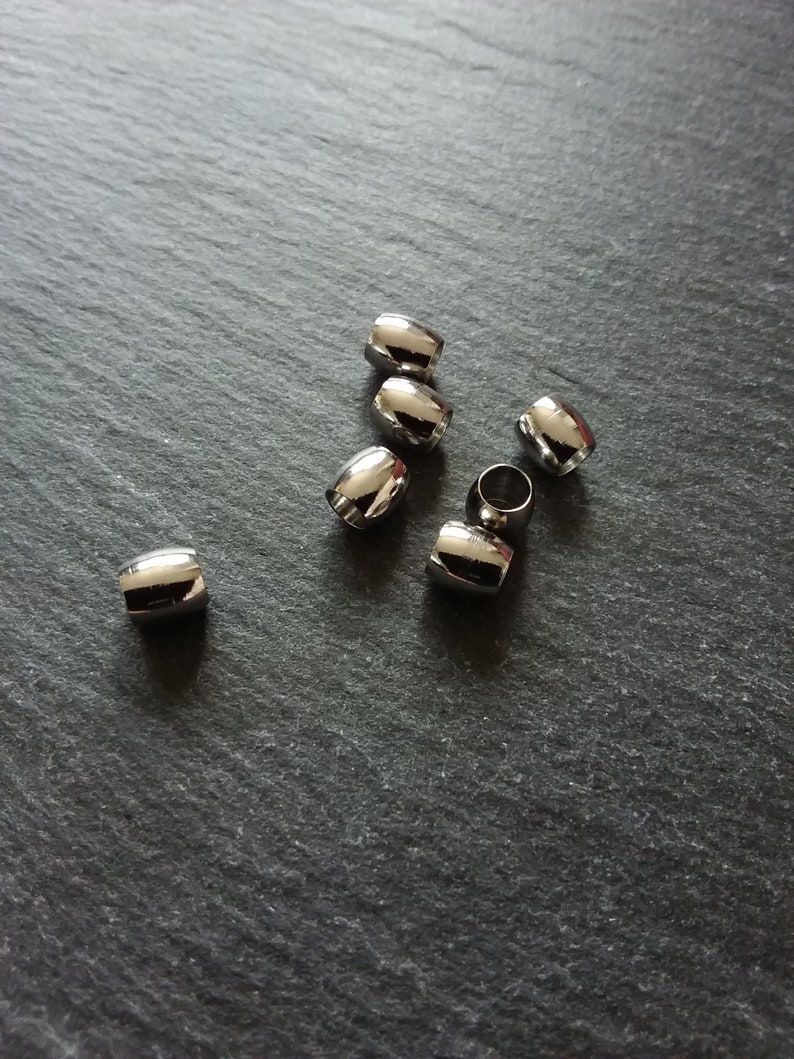 10 ou 50 perles cylindriques de 6 mm en acier inoxydable, entretoise solide lisse 6 x 6 mm avec trou de 4 mm image 9
