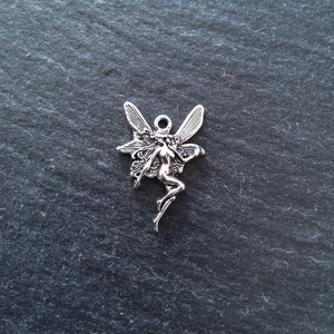 12 or 60 Fairy Charms Antique Silver Tone 21x15mm