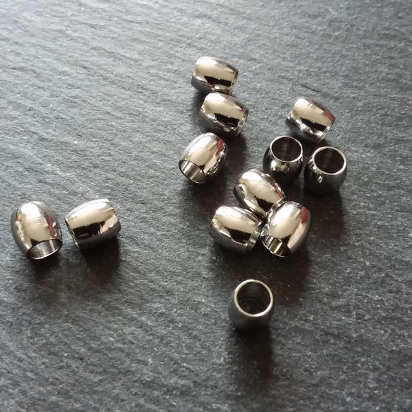 10 ou 50 perles de baril en acier inoxydable de 6 mm entretoise solide et lisse 6x6 mm avec trou de 4 mm