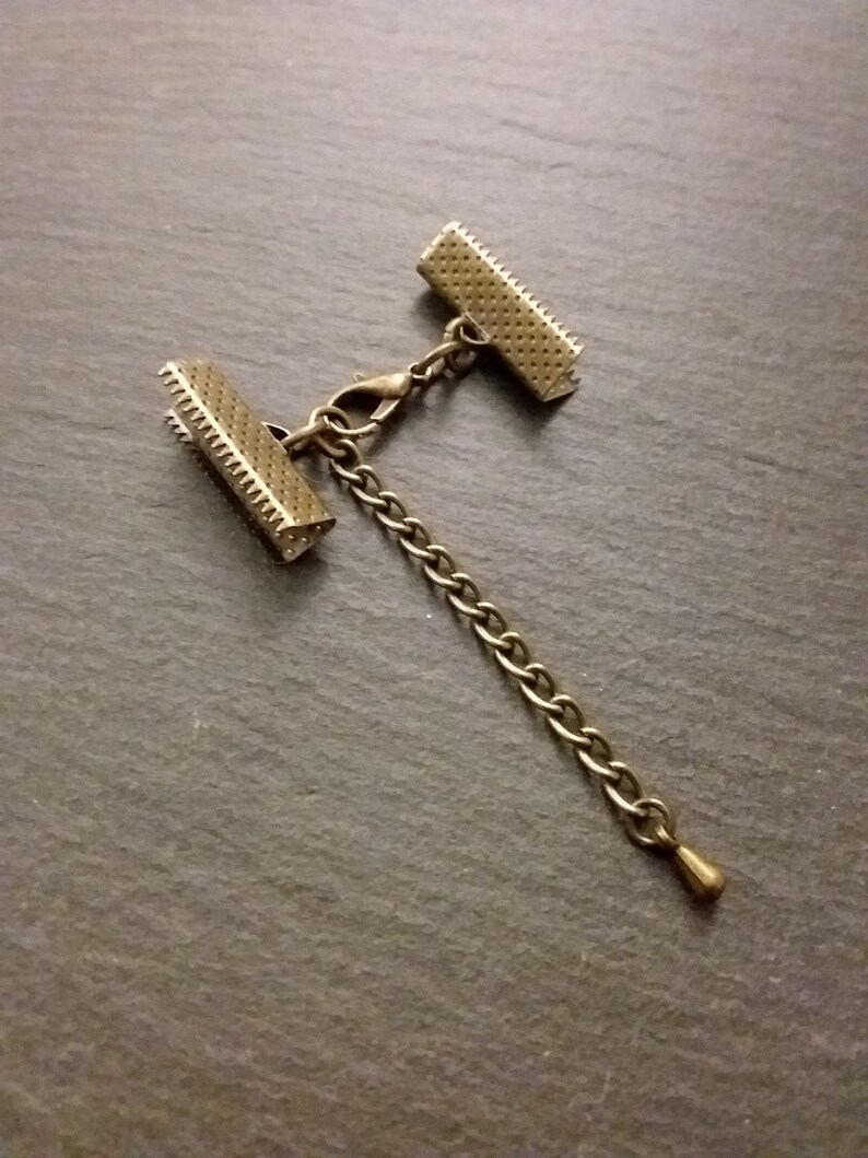 7//8/" 6 sets Silver Plated Crimp Ends for 22mm Ribbon with 12mm Clasps /& Chain