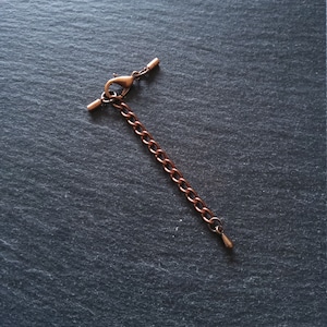 5 or 25 Sets Antique Copper End Cap Sets for 1mm Cord with Extender Chain (1.5mm end caps)