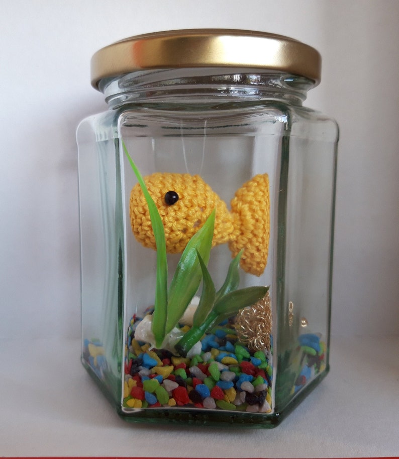 Goldfish Bowl. Amigurumi Aquarium. Crochet fish in a Jar with Etsy