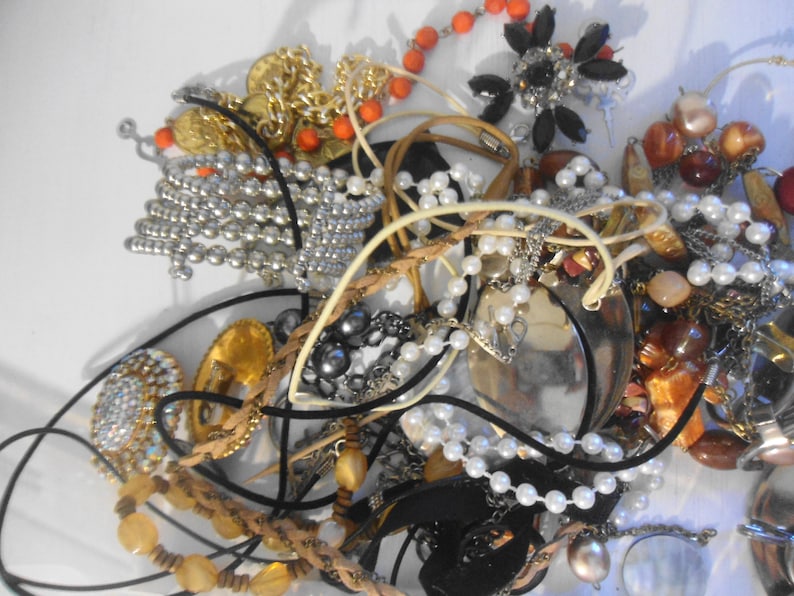 Bead Junk Drawer Lot in Plastic Container including turtle CHOKER