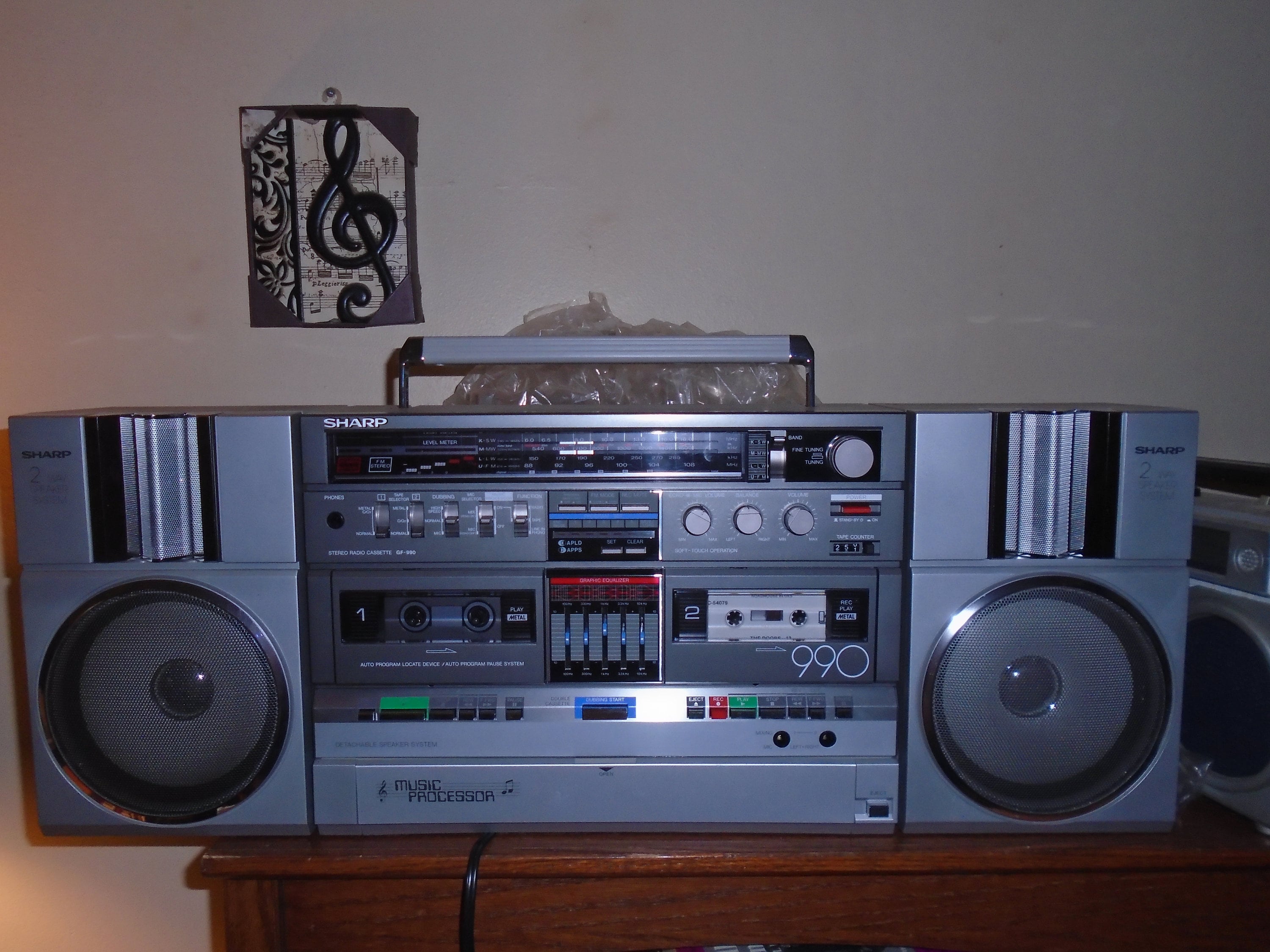SHARP 990 カセットプレーヤー Vintage Sharp 990 Music Processor Dual Cassette Boombox Recorder