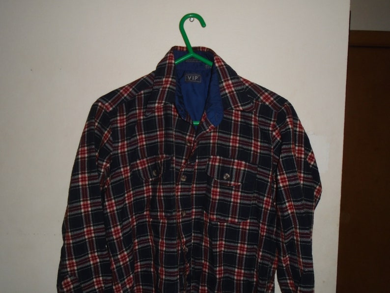 Vintage and Rare 70/'s VIP Wool Long Sleeve Flannel Shirt Size Medium