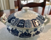Blue Imari Round Covered Vegetable Bowl - Discontinued Pattern ( RARE find)