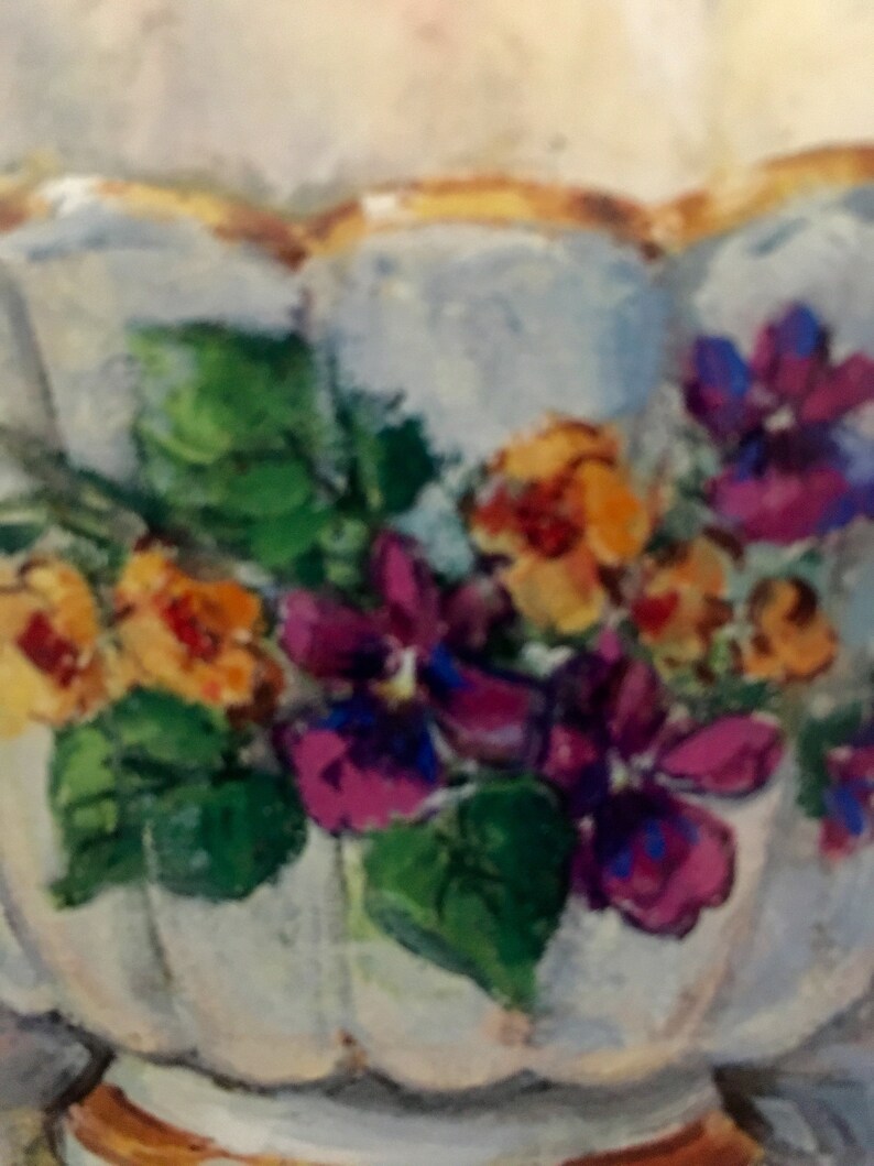 Vintage Viola Bouquet Teacup Art by Barbara Mock | Etsy