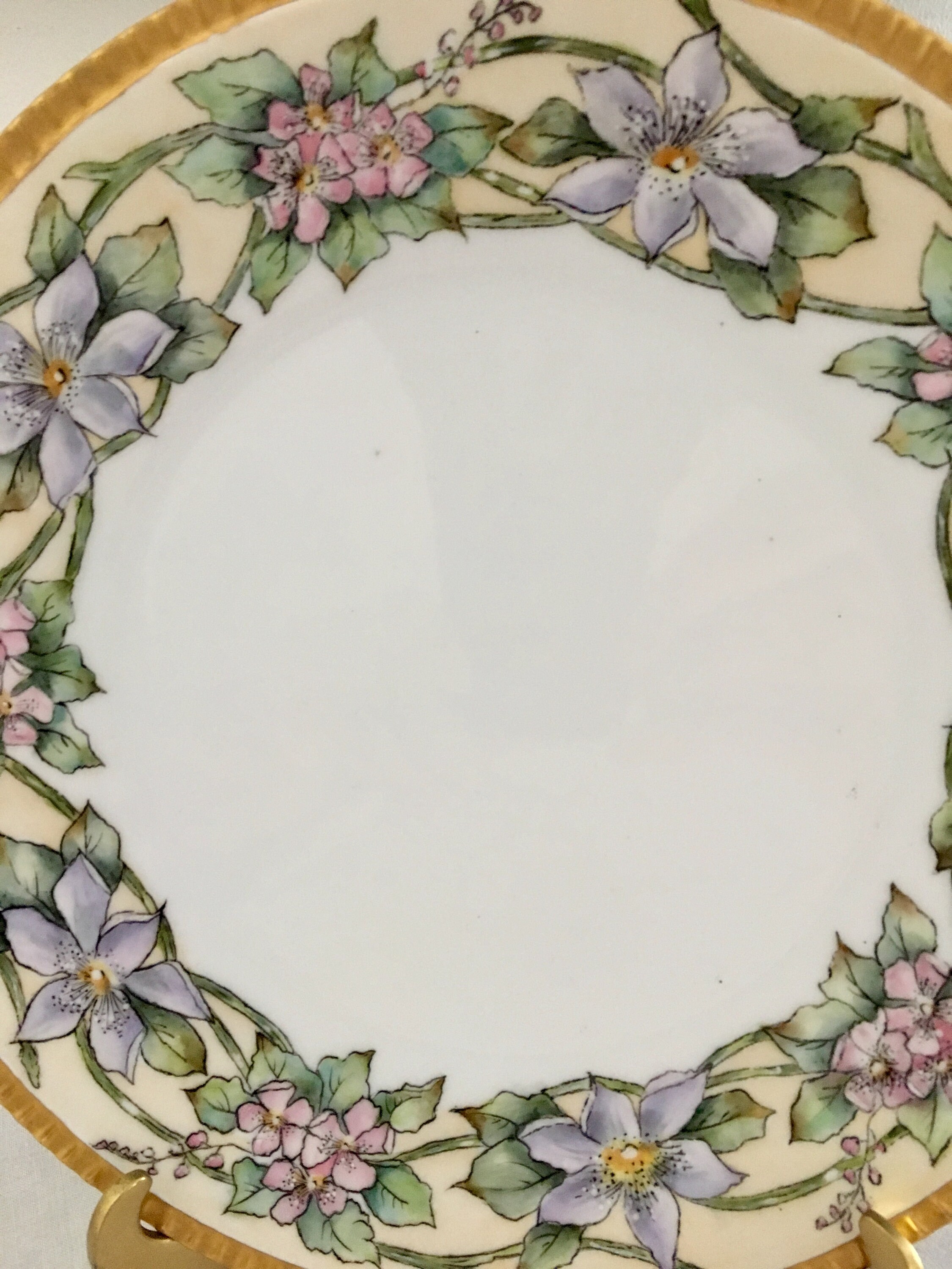 Antike DoppelGriff Kuchenteller mit handbemalten Rand von | Etsy