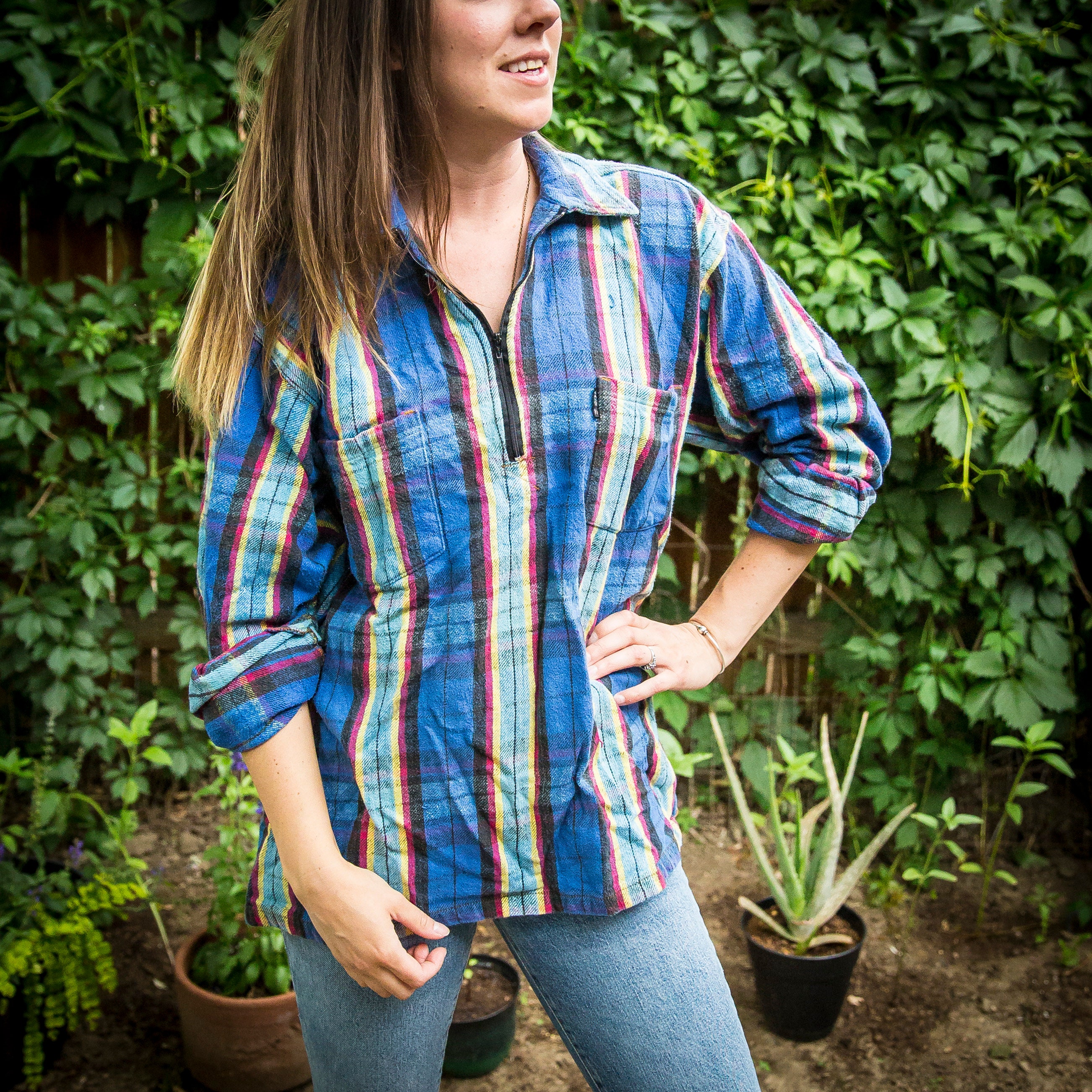 quarter zip flannel pullover