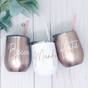 Wine Tumbler - Wine tumbler - Personalized Wine Tumbler - Bachelorette Party Favors Personalized Wine Glass Wine Tumbler with Lid