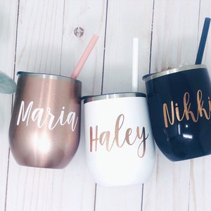 Wine Tumbler Custom Wine cup Personalized Wine Tumbler Bachelorette Party Favors Personalized Wine Glass Wine Tumbler with Lid image 2