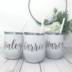 Wine Tumbler Custom Wine cup Personalized Wine Tumbler Bachelorette Party Favors Personalized Wine Glass Wine Tumbler with Lid image 3