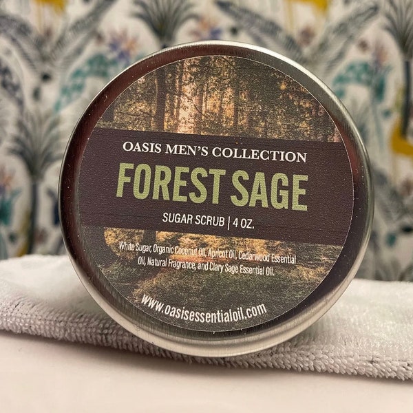 Forest Sage, Exfoliating Body Scrub, Men's Skin Care, Men's Body Scrub, Father's Day Gift, Men's Spa Gift, Clary Sage, Cedarwood, Masculine