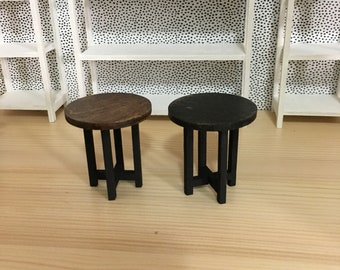 Dollhouse Miniature Side Table with Brass Base and Clear Glass Like Top S1042