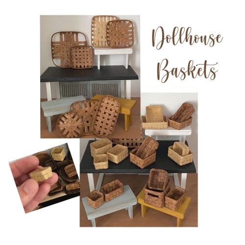 Dollhouse Baskets Miniature Baskets Dollhouse Mini Wicker Etsy
