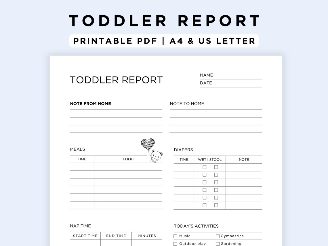 Printable Nanny Log, Toddler Schedule Template, Printable Caregiver Daily Log, Daycare Daily ...
